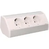 ORNO Hoekstekkerdoos - 3 stopcontacten - Opbouw hoekstekkerblok met 60 cm kabel - Wit/Zilver