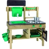 Hape Premium Buitenkeuken Modderkeuken - Speelkeuken Buiten met Watertank en Kraan - Duurzaam Hout - 3 Jaar+