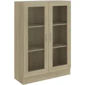 vidaXL Vitrinekast 82,5x30,5x115 cm bewerkt hout sonoma eikenkleurig