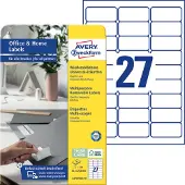 Avery Zweckform AVERY Universele etiketten afneembaar L4737REV-10 A4 Wit 6,35 x 32,7 x 2,96 cm 10 Vellen à 27 Etiketten
