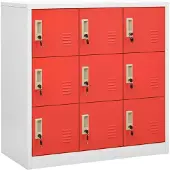 vidaXL Lockerkasten 5 st 90x45x92,5 cm staal lichtgrijs en rood