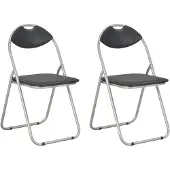 vidaXL Klapstoelen, 2 stuks, zwart kunstleer