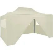 vidaXL Partytent met 4 zijwanden inklapbaar 3x4 m staal crème