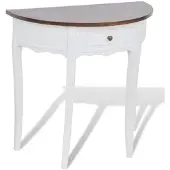 vidaXL Wandtafel met lade halfrond bruin