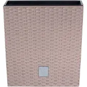 Prosperplast Kunststof Rato rotan bloempot/plantenpot met binnenpot taupe 20 cm - Plantenbakken
