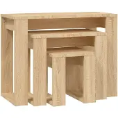 vidaXL 3-delige Tafeltjesset bewerkt hout sonoma eikenkleurig
