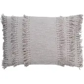 Dutch decor - FARA - Sierkussen 40x60 cm - 100% katoen - met franjes - Micro Chip - lichtgrijs