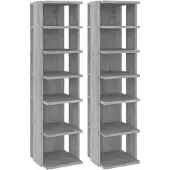 vidaXL Schoenenrekken 2 st 27,5x27x102 cm bewerkt hout grijs sonoma