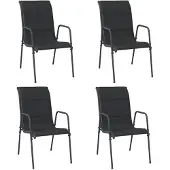 vidaXL Tuinstoelen 4 st staal en textileen zwart