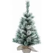 Everlands Mini kerstboom - met sneeuw - H35 cm - D24 cm - met jute zak - Kunstkerstboom
