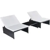 vidaXL Tuinstoelen 2 st verstelbaar met tafel poly rattan zwart