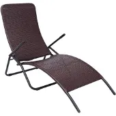 vidaXL Zonnebed, inklapbaar, polyrotan, bruin