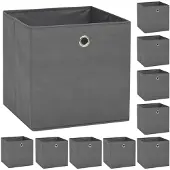 vidaXL Opbergboxen 10 st 32x32x32 cm nonwoven stof grijs