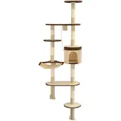 vidaXL Kattenkrabpaal met krabpalen wandmontage 194 cm beige bruin