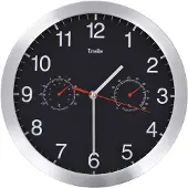 vidaXL Wandklok met quartz-mechanisme hygrometer thermometer 30 cm zwart