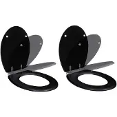 vidaXL Toiletbril met soft-closedeksel 2 st MDF zwart