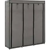 vidaXL Kledingkast met vakken en stangen, grijs, 150x45x175cm, stof