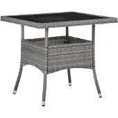 vidaXL Tuintafel poly rattan en glas grijs