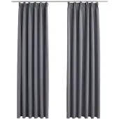vidaXL Gordijnen verduisterend met haken 2 st 140x245 cm grijs