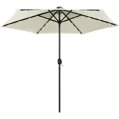 vidaXL Parasol met LED-verlichting en aluminium paal 270 cm zandwit