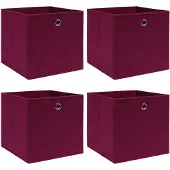 vidaXL Opbergboxen 4 st 32x32x32 cm stof donkerrood
