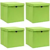vidaXL Opbergboxen met deksel 4 st 32x32x32 cm stof groen