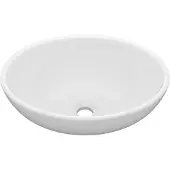 vidaXL Wastafel ovaal 40x33 cm keramiek matwit