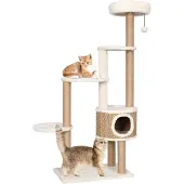 vidaXL Krabpaal voor katten met luxe kussen, 148 cm, zeegras