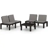 vidaXL 3-delige Loungeset met kussens kunststof grijs