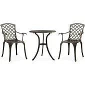 vidaXL 3-delige Bistroset gietaluminium bronskleurig