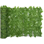 vidaXL Balkonscherm met groene bladeren 400x75 cm