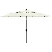 vidaXL Parasol 3-laags met aluminium paal 3,5 m zandkleurig