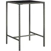 vidaXL Tuinbartafel 70x70x110 cm poly rattan en glas grijs