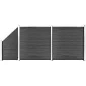 vidaXL Schuttingpanelenset 446x(105-186) cm HKC zwart