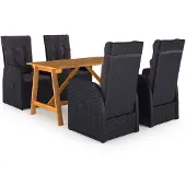 vidaXL 5-delige Tuinset zwart