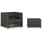 vidaXL 2-delige Loungeset pallet geïmpregneerd grenenhout grijs