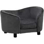 vidaXL Hondenbank 69x49x40 cm pluche donkergrijs