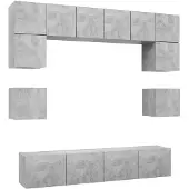 vidaXL 8-delige Tv-meubelset bewerkt hout betongrijs