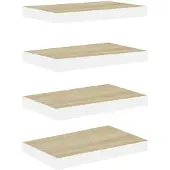 vidaXL Wandschappen zwevend 4 st 50x23,5x3,8 cm MDF eikenkleurig en wit