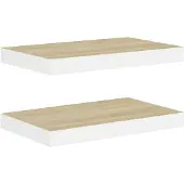 vidaXL Wandschappen zwevend 2 st 50x23,5x3,8 cm MDF eikenkleurig en wit