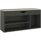 vidaXL Schoenenbank met kussen 104x30x49 cm bewerkt hout grijs