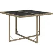 vidaXL Tuintafel 109x107x74 cm poly rattan en glas beige
