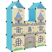 vidaXL Kinderopbergmeubel met 8 vakken polypropeen blauw