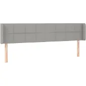 vidaXL Hoofdbord met randen 183x16x78/88 cm stof lichtgrijs