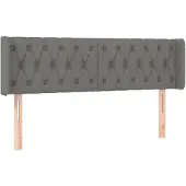 vidaXL Hoofdbord met randen 163x16x78/88 cm stof donkergrijs