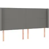 vidaXL Hoofdbord met randen 183x16x118/128 cm stof donkergrijs