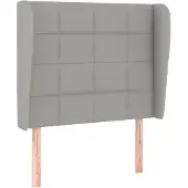 vidaXL Hoofdbord met randen 93x23x118/128 cm stof lichtgrijs