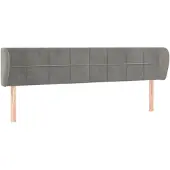 vidaXL Hoofdbord met randen 183x23x78/88 cm fluweel lichtgrijs