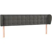 vidaXL Hoofdbord met randen 203x23x78/88 cm fluweel donkergrijs