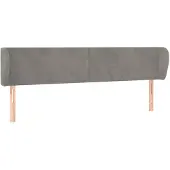 vidaXL Hoofdbord met randen 183x23x78/88 cm fluweel lichtgrijs
